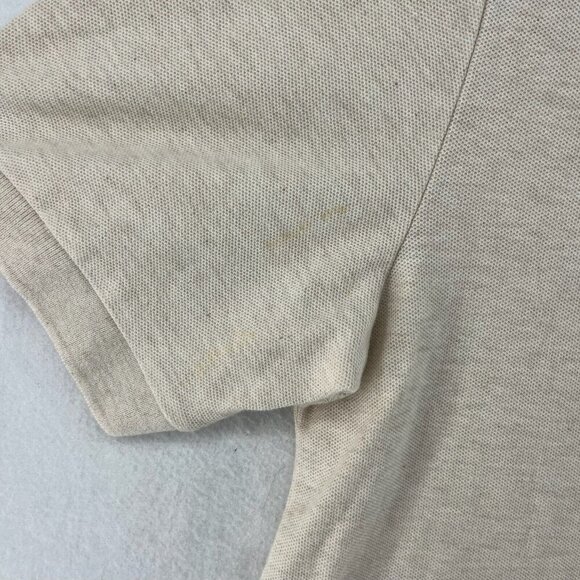 Chaps Ralph Lauren Polo Shirt Men's Sz S Oatmeal Cream High Low Hem Short Sleeve - Picture 10 of 13
